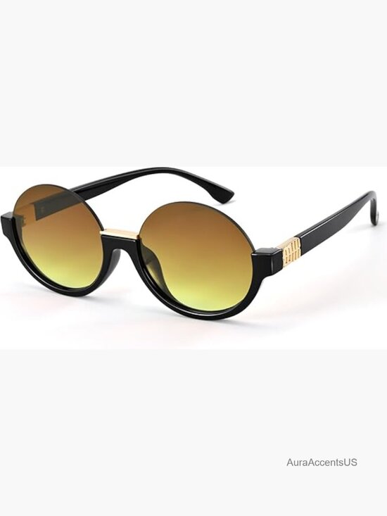 Lightweight Semi-Frame Rimless Round Sunglasses with UV Protection main image 6